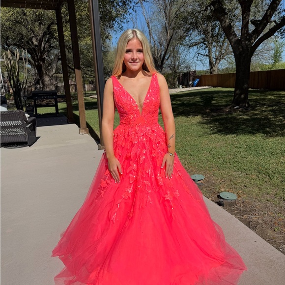 Vibrant Coral Prom DressAshley Lauren number 11470